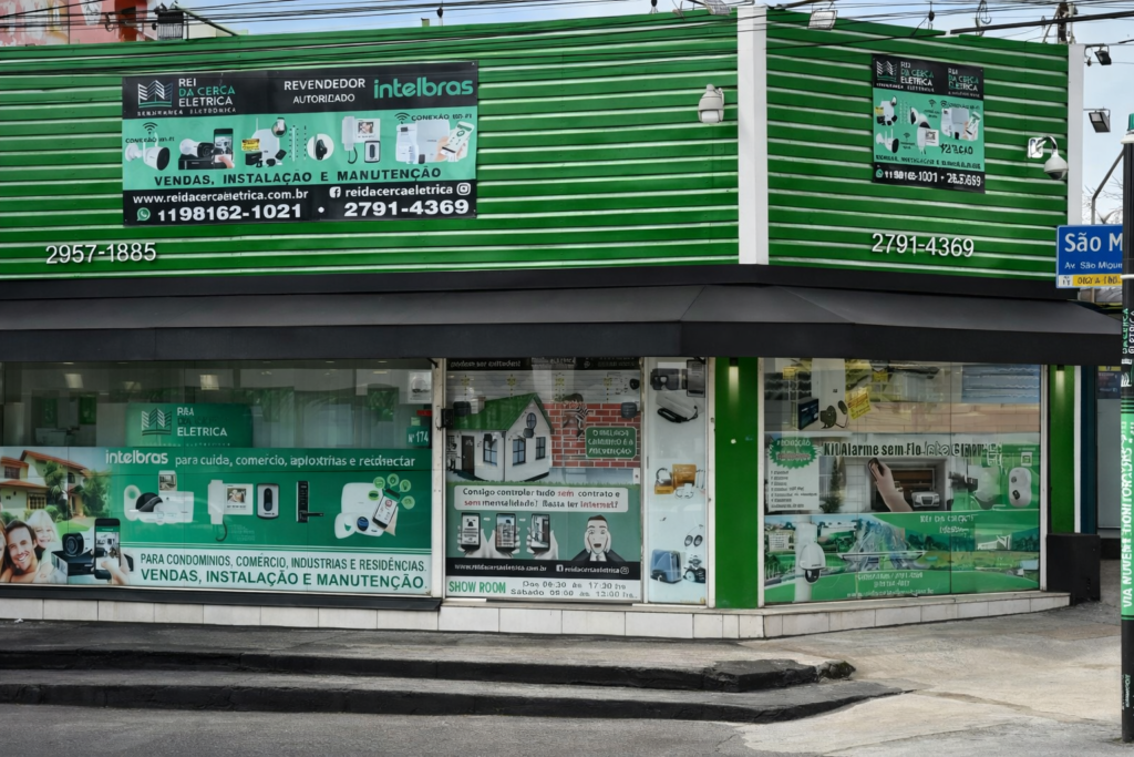 Sede física da Rei da Cerca Elétrica em São Paulo, Revendedor Autorizado Intelbras com showroom de segurança.