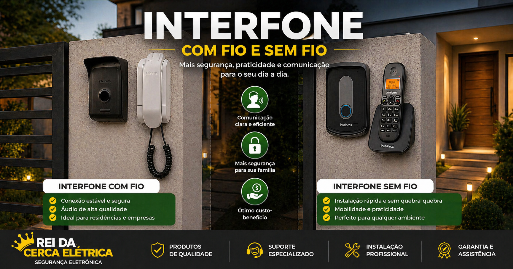 Interfone sem fio residencial Intelbras Tis 5010 com função de telefone e ramal em São Paulo - Rei da Cerca Elétrica.