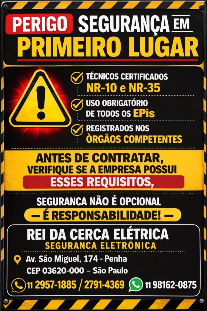 Certificações NR-10 e NR-35 Rei da Cerca Elétrica em São Paulo - Segurança e Responsabilidade Técnica.